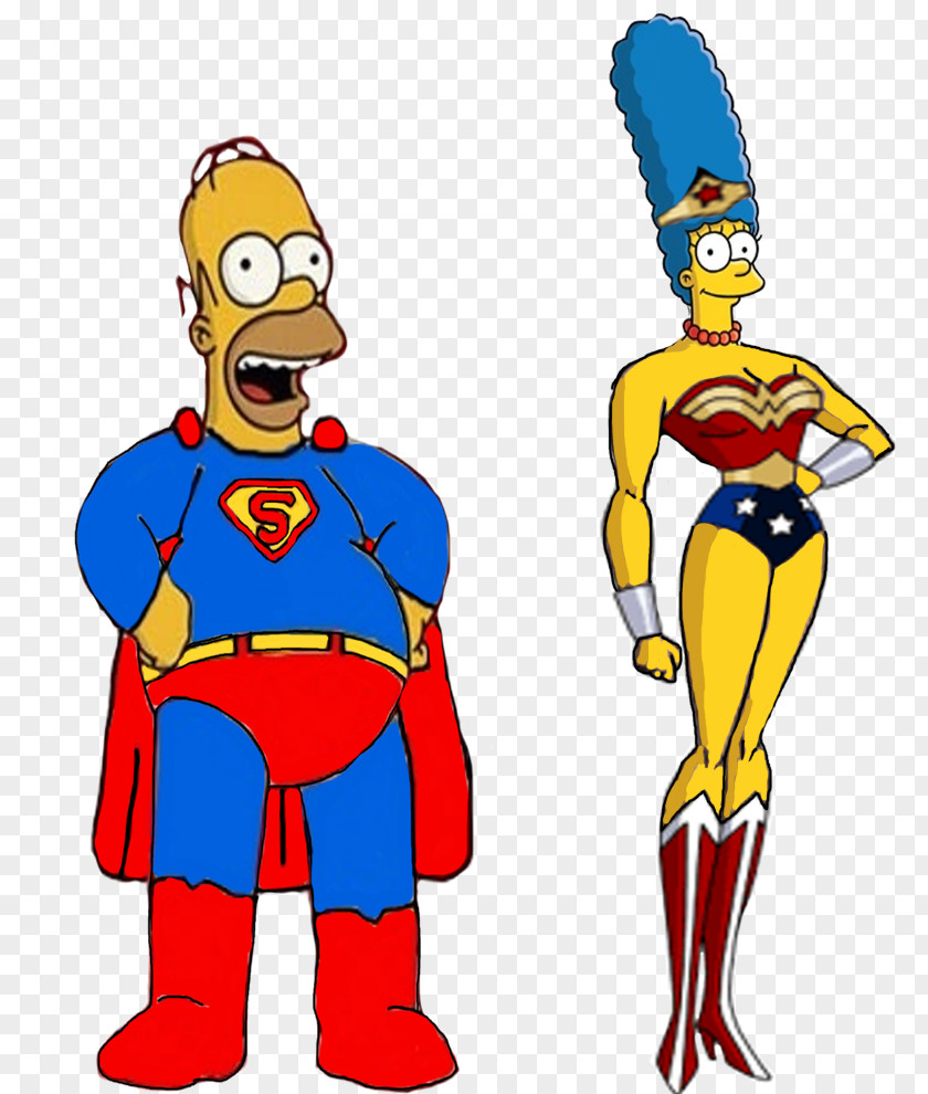 Superman Homer Simpson Marge Bart Wonder Woman PNG