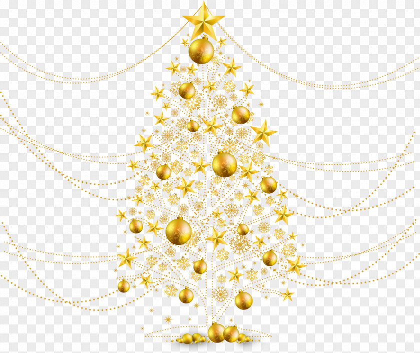 Golden Christmas Tree PNG