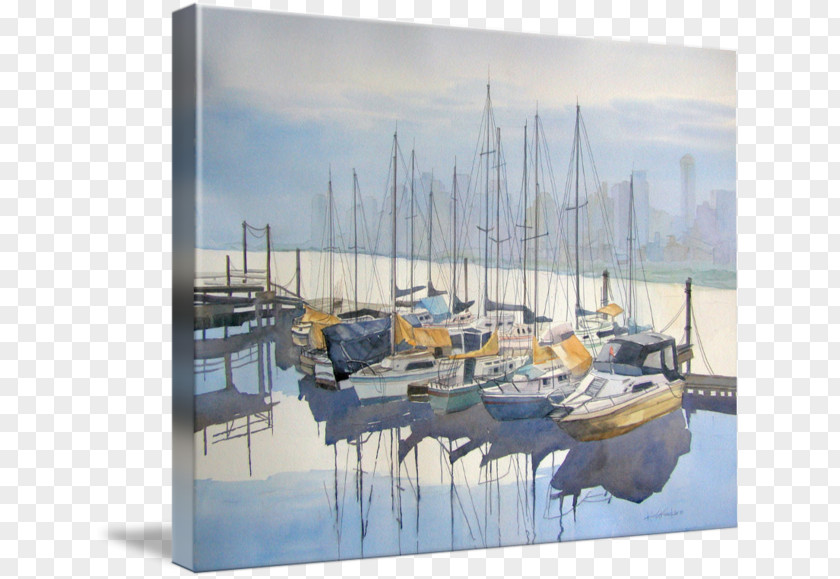 Painting Watercolor Sailboat Marina PNG