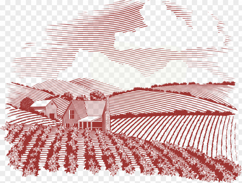 Country Side Farmhouse Drawing PNG