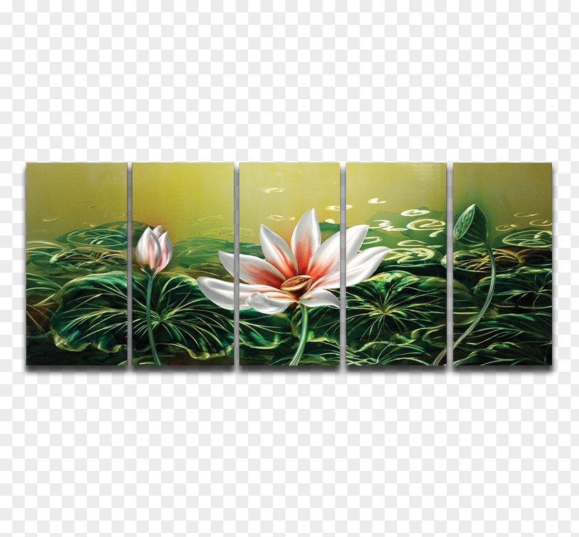 Lotus Pond Painting Canvas Print Art PNG