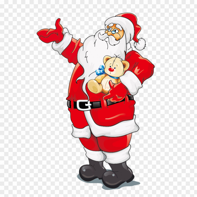 Bear Santa Claus Holding Vector Laptop Backpack PNG