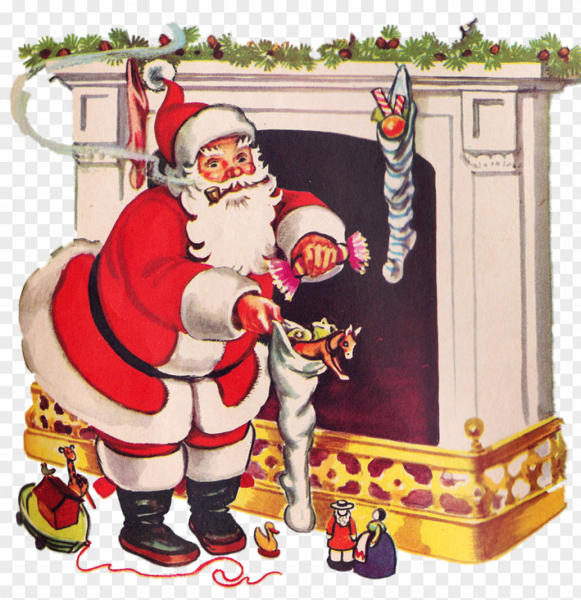 Santa Claus Christmas Ornament Stockings Card PNG