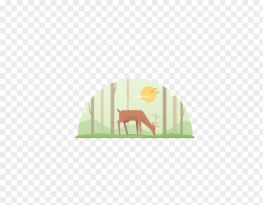 Deer Sunset Yellow Pattern PNG