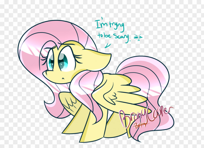 Scary Fluttershy Pony Horse Line Art Clip PNG
