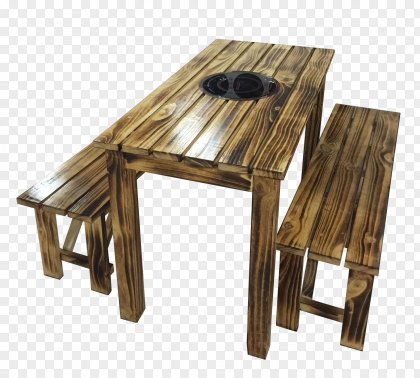 Special Combined Desk And Chair For Carbonized Wood Outdoor Table Carbonization PNG