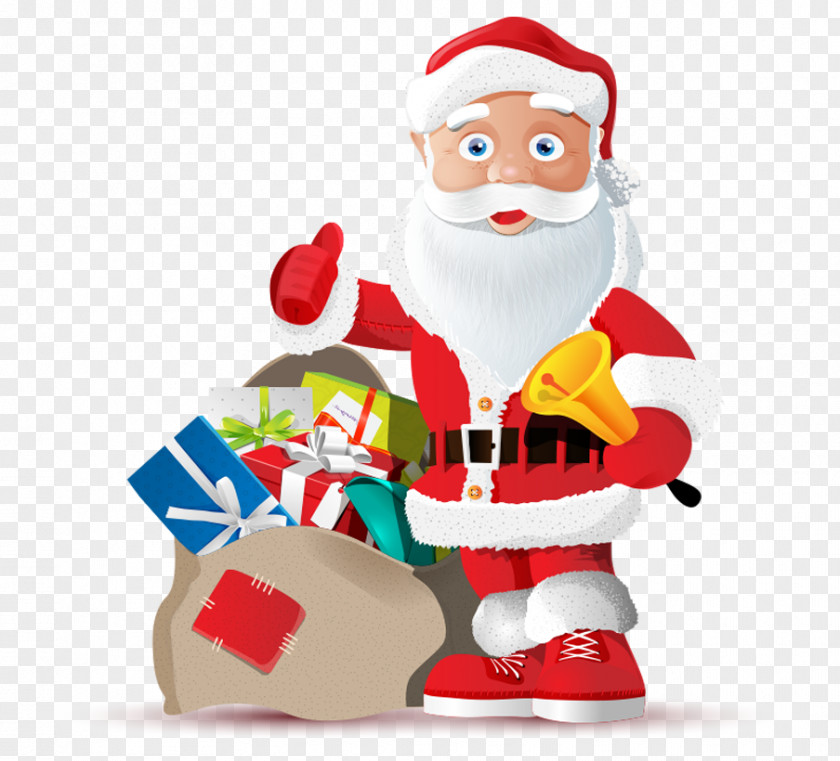 Stand Hand-painted Cartoon Santa Claus Gift Bags Christmas Clip Art PNG