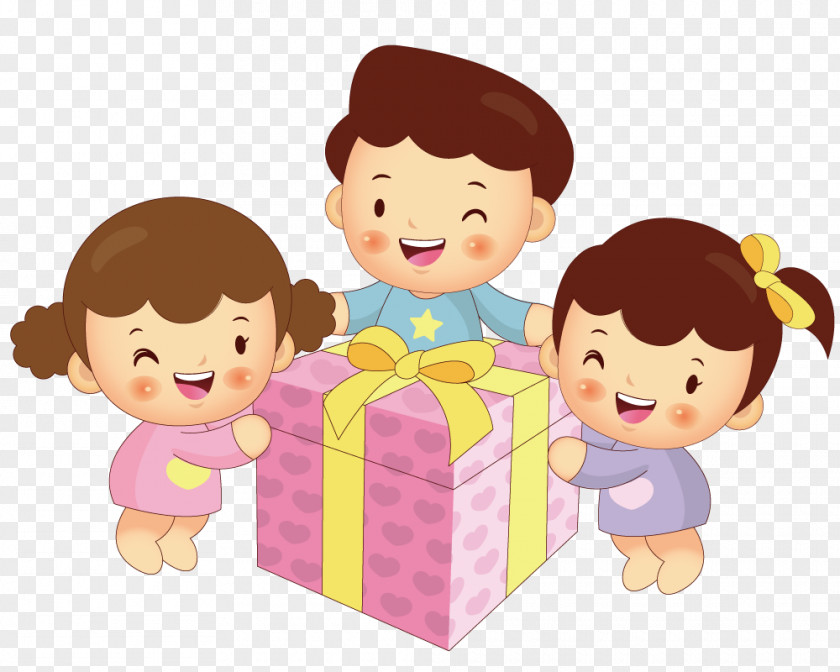 Children Around Gift Child Mother Illustration PNG