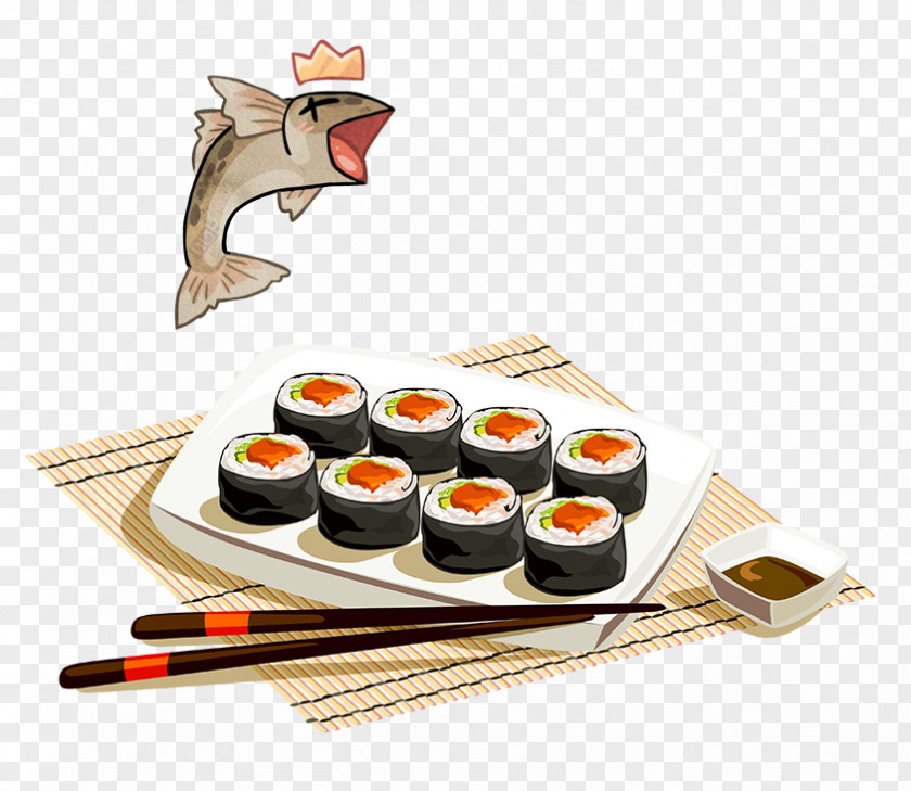 Hand-painted Japanese Cuisine Sushi Sashimi Makizushi PNG