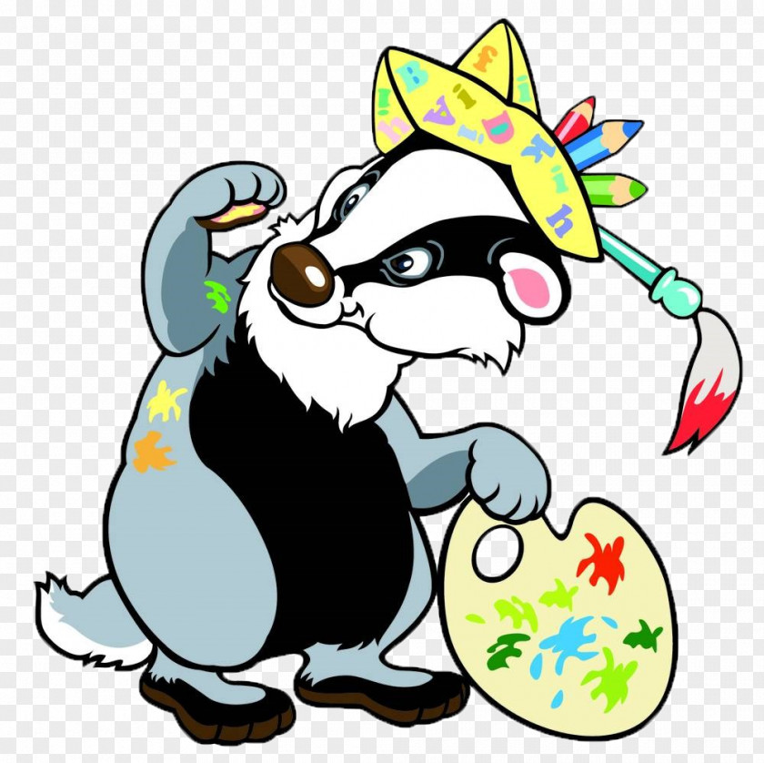 Painting The Little Fox Badger Cartoon Royalty-free Clip Art PNG
