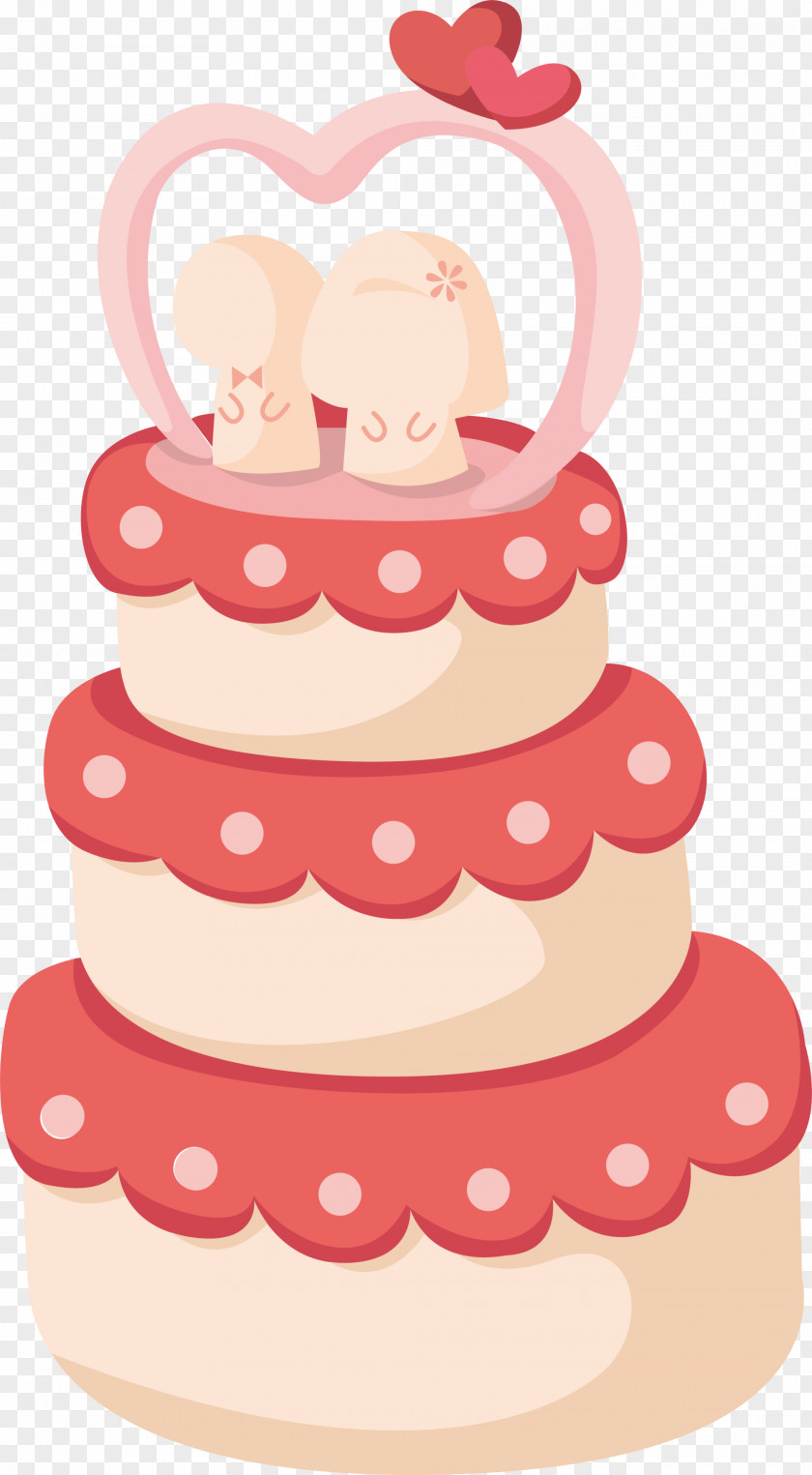 Pink Love Cake Wedding Illustration PNG