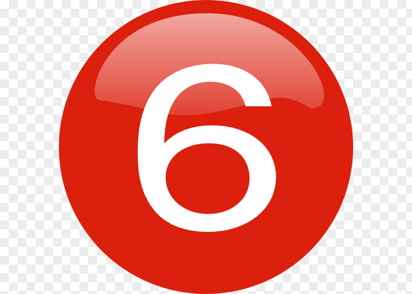 Number 6 Button Clip Art PNG