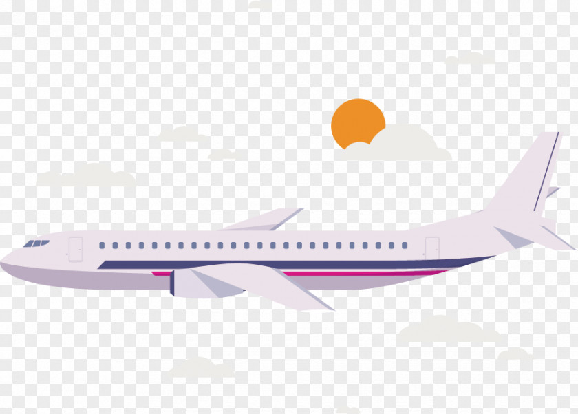 Vector Aircraft Between Clouds Boeing 767 Airplane Illustration PNG