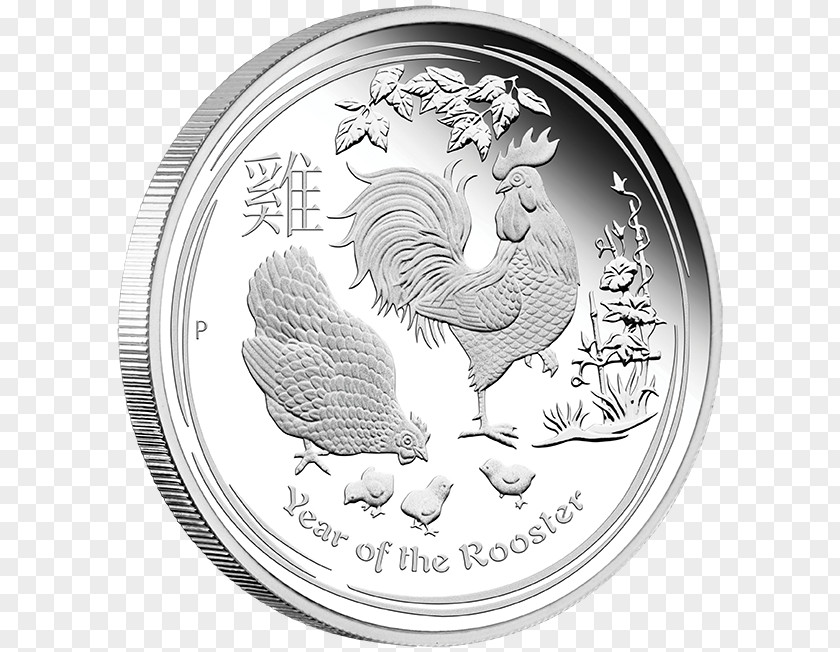 2017 Year Of The Rooster Perth Mint Proof Coinage Lunar Series Silver Coin PNG