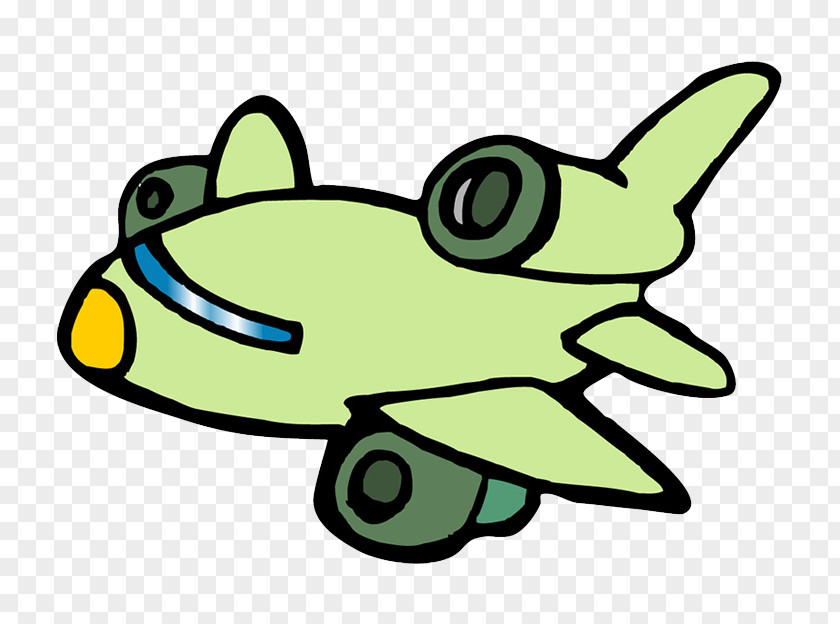 Green Cartoon Airplane Drawing PNG