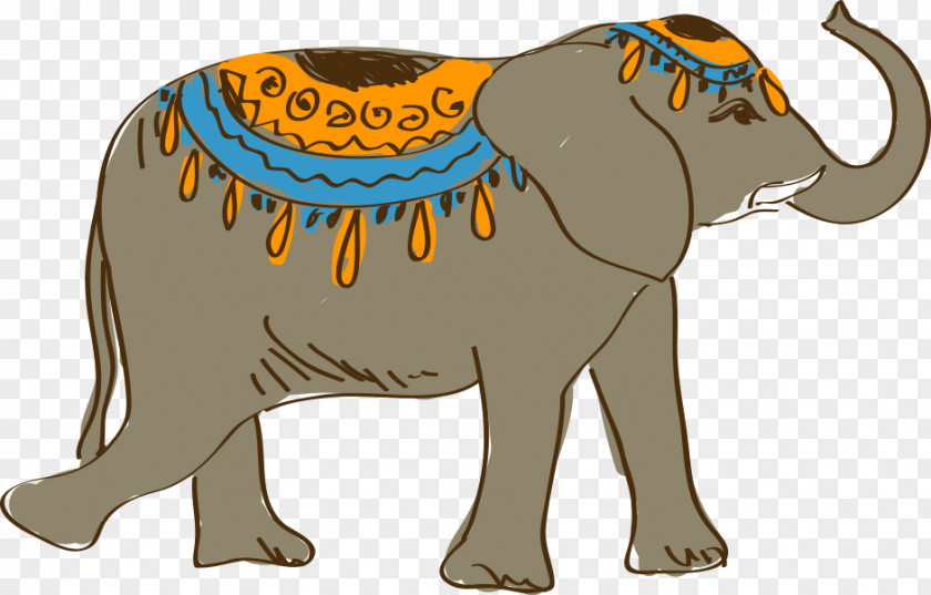 Hand-painted Cartoon Elephant Drawing PNG