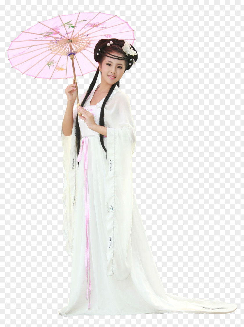 Oil-paper Umbrella White Pink Costume PNG