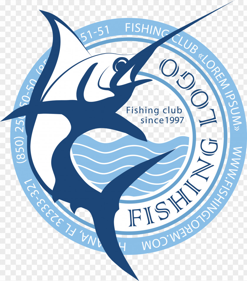 Ferocious Fish Logo Vector Material Recreational Boat Fishing Atlantic Blue Marlin Angling PNG