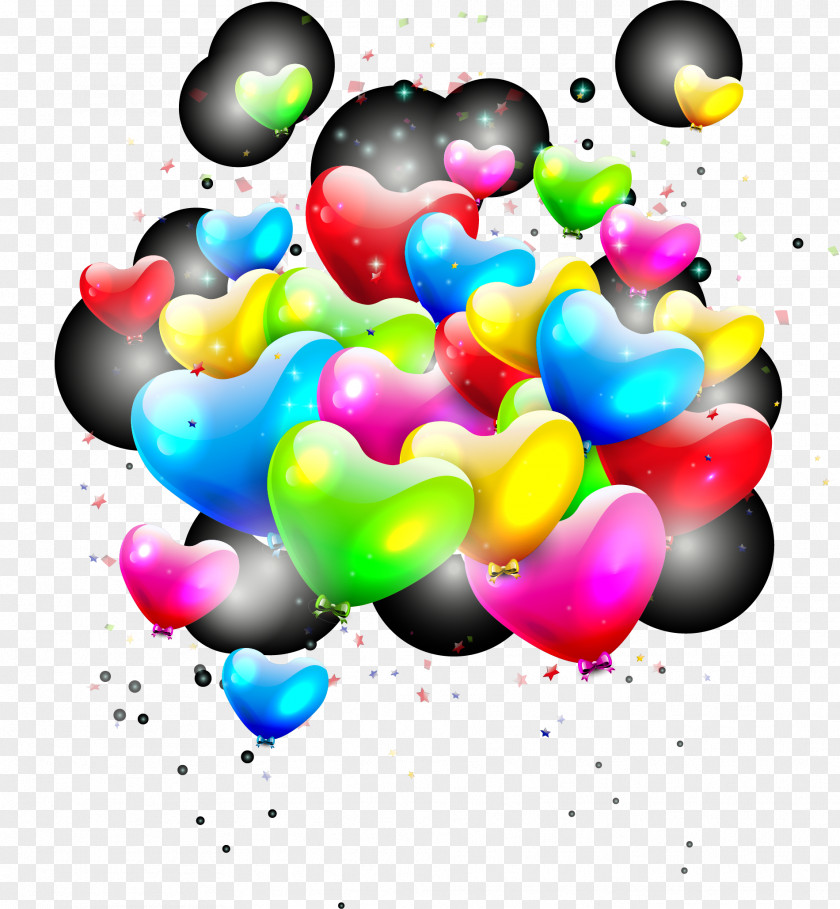 Floating Color Balloon Material Heart Illustration PNG