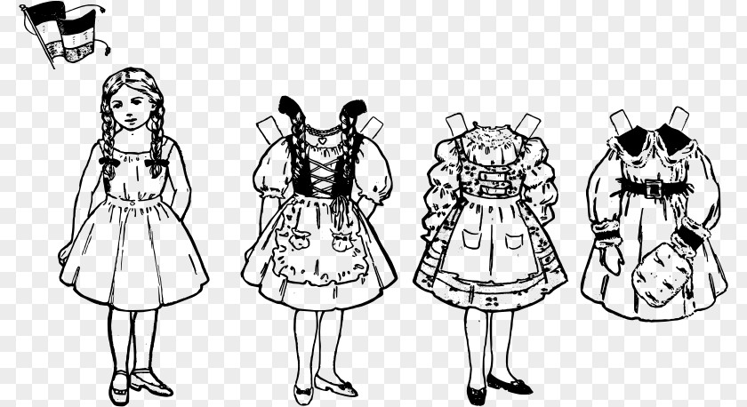 Paper Dolls Cartoon Dress Line Art Clip PNG