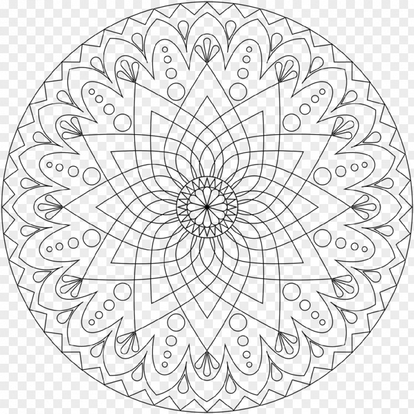 Abstract Color Coloring Book Mandala Meditation Adult Page PNG