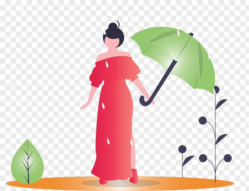 Raining Spring Woman PNG