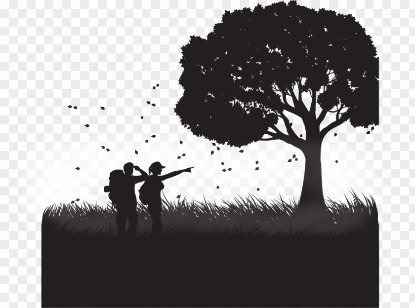 Outdoor Adventure Silhouette Figures PNG