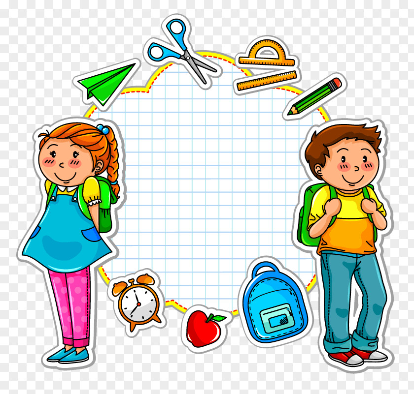 School Kids Vector Graphics Paper Clip Art Illustration Sticker PNG