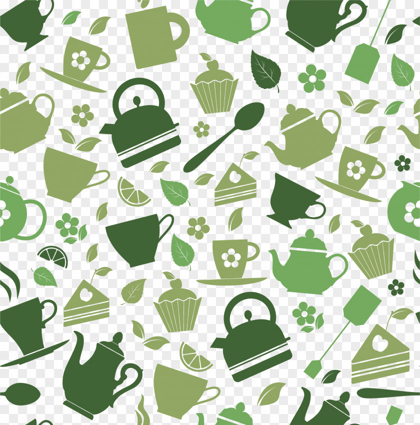 Green Coffee Shop Pattern Tea Cafe Matcha PNG