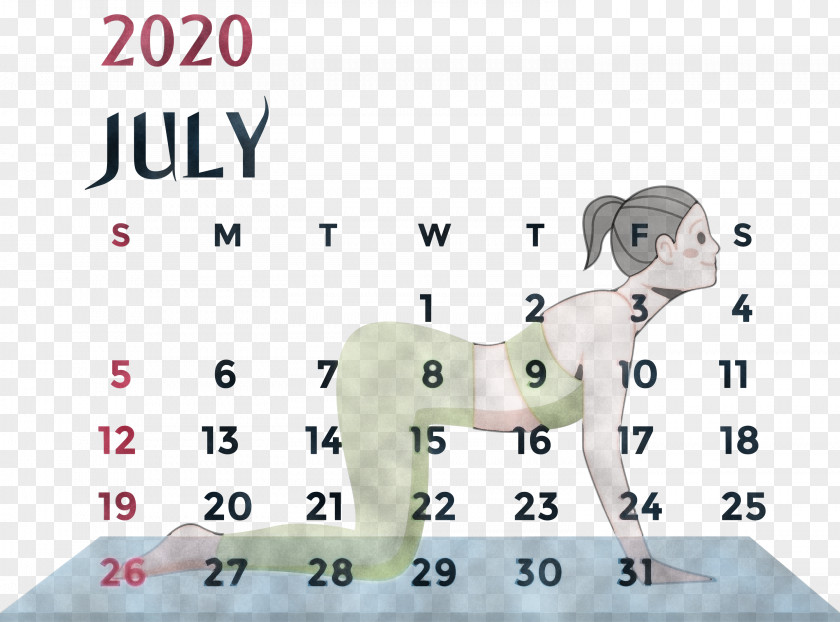 July 2020 Printable Calendar PNG