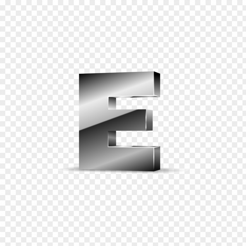 Silver Black Solid Letter E Euclidean Vector Three-dimensional Space PNG