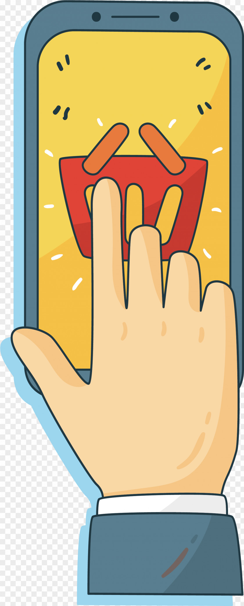 Hand Painted Mobile Shopping Model Online Cartoon Clip Art PNG