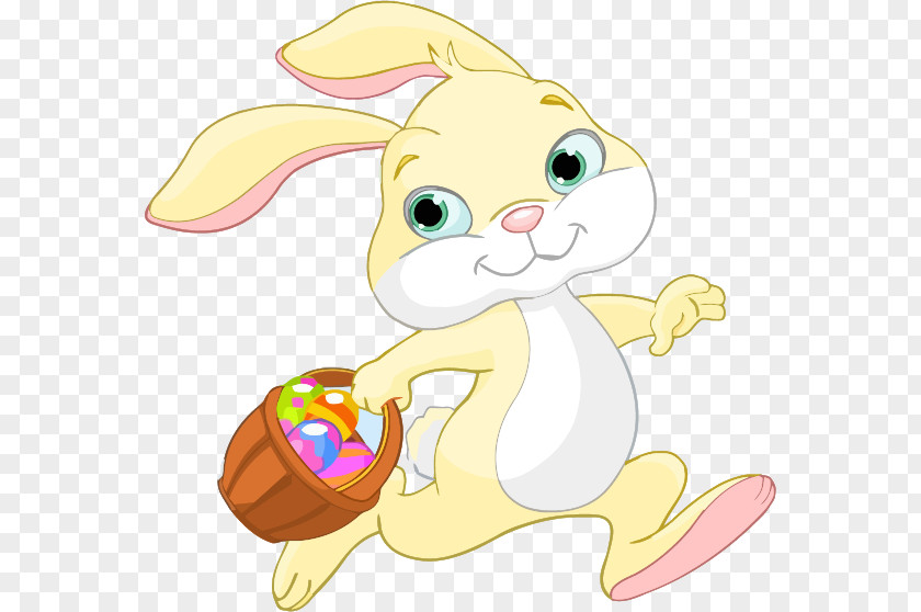 Carrying A Basket Happy Bunny Vector Easter Clip Art PNG