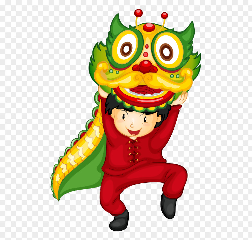 Boy Dragon Chinese New Year Dance Vector Graphics Lion Image PNG