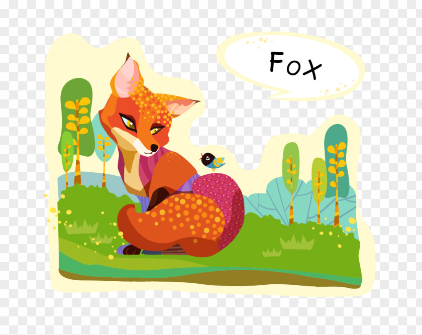 Fox Cartoon Painting Illustration PNG