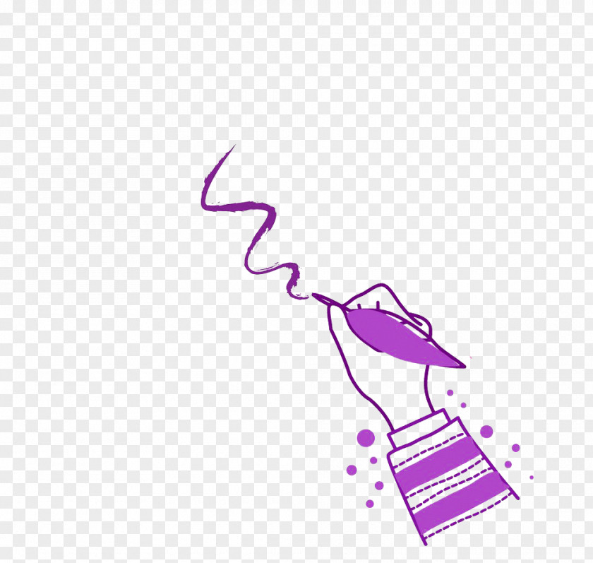 Elegant Purple Quill Writing Gesture Pen Ink Brush PNG