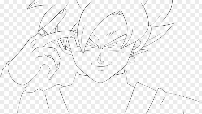 Goku Black Line Art Super Saiyan Sketch PNG