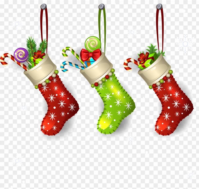 Socks Candy Cane Santa Claus Christmas Ornament PNG