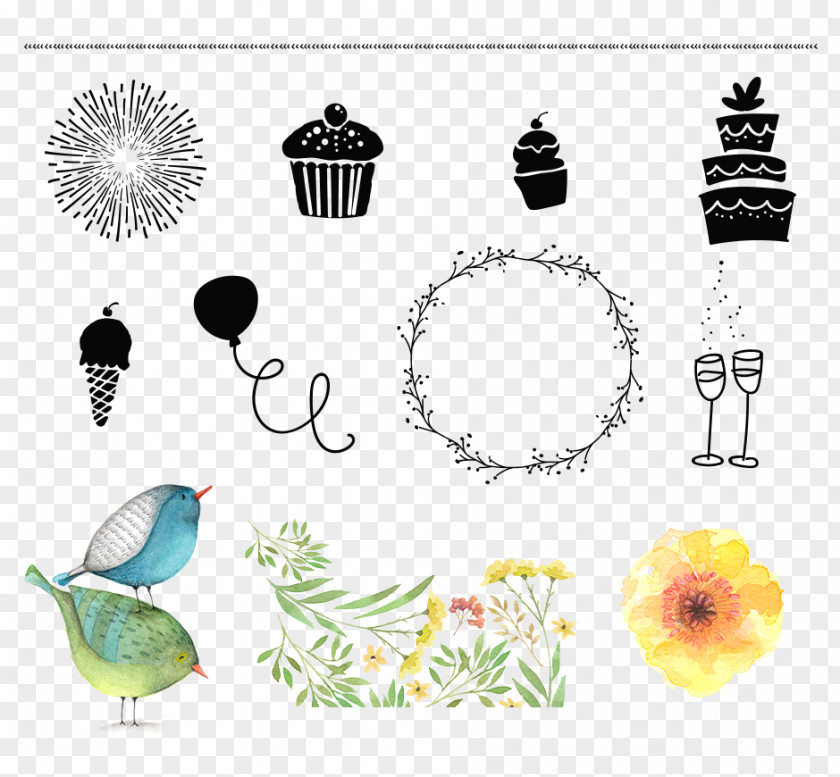 Multi Layer Vector Birthday Illustration Graphic Design Clip Art PNG
