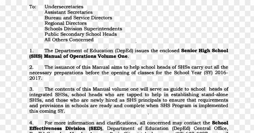 School Document National Secondary White Department Of Education PNG