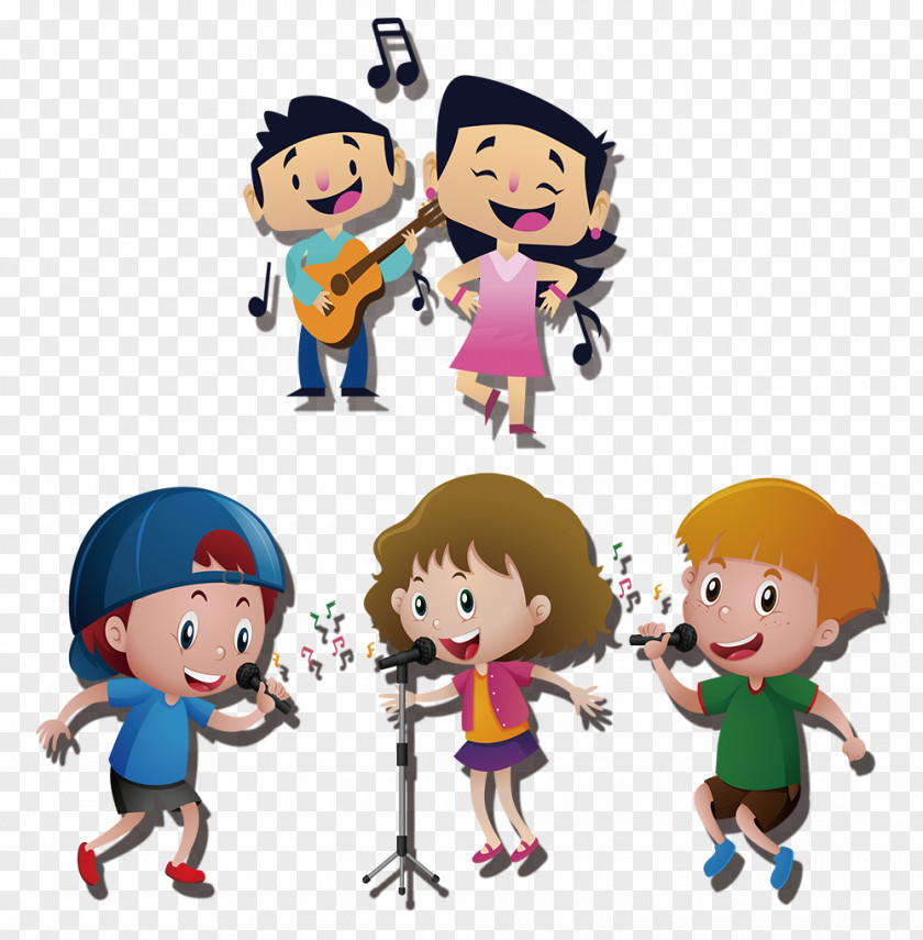 Children Singing Team Performance Clip Art PNG