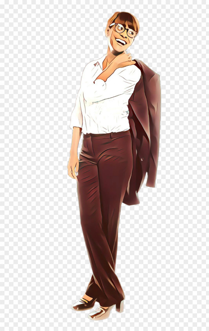 Clothing Standing Brown Waist Trousers PNG