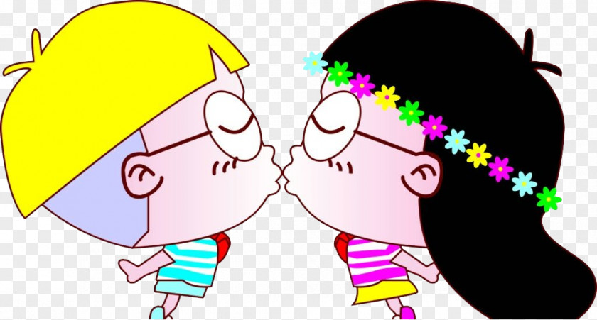 Kissing Lovers Kiss Cartoon Illustration PNG