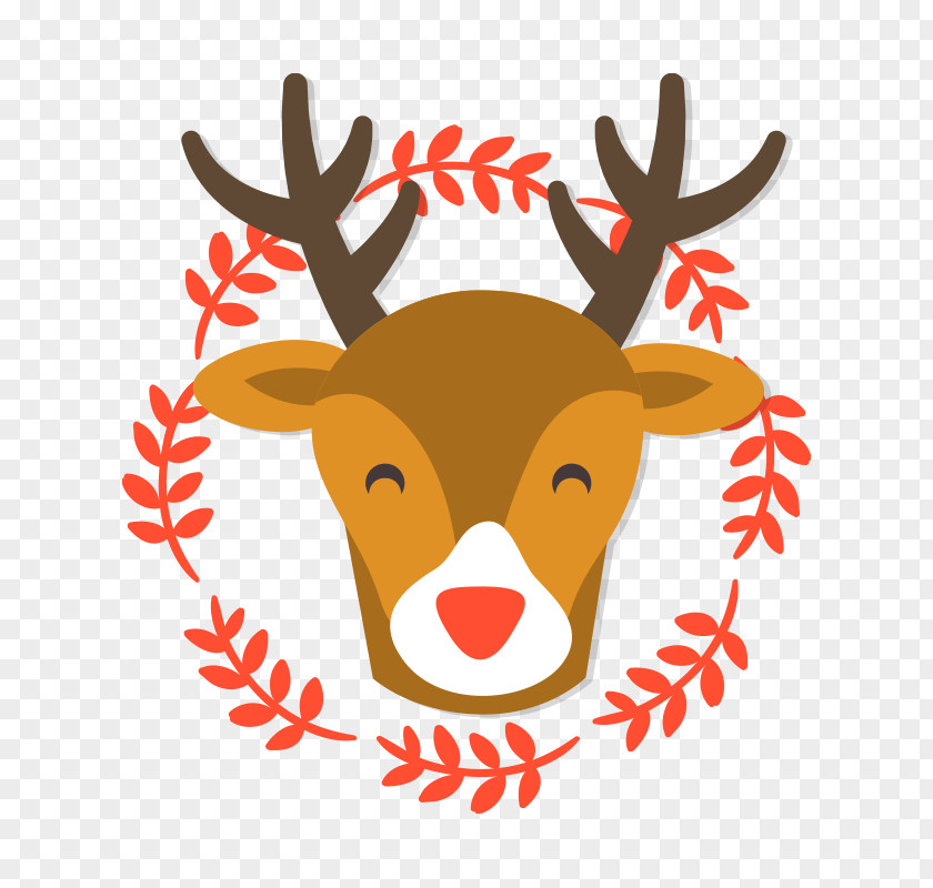 Smiling Reindeer Transparent Vector Background Material Rudolph Santa Claus Christmas PNG