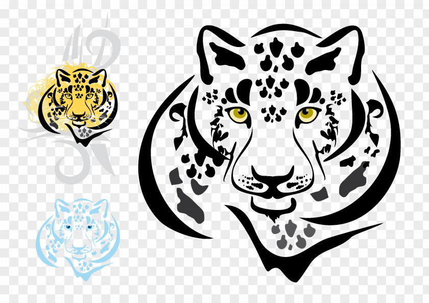 Vector Tiger Snow Leopard Jaguar Felidae PNG