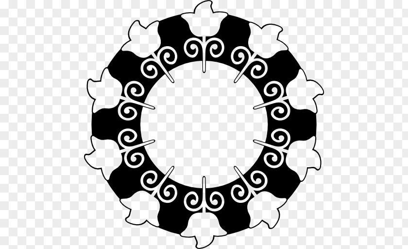 Blackandwhite Bicycle Part Circle Leaf PNG