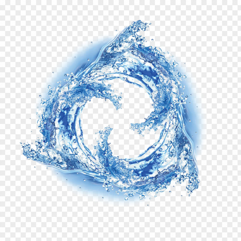 Blue Glowing Water Swirls Wave Drop Illustration PNG