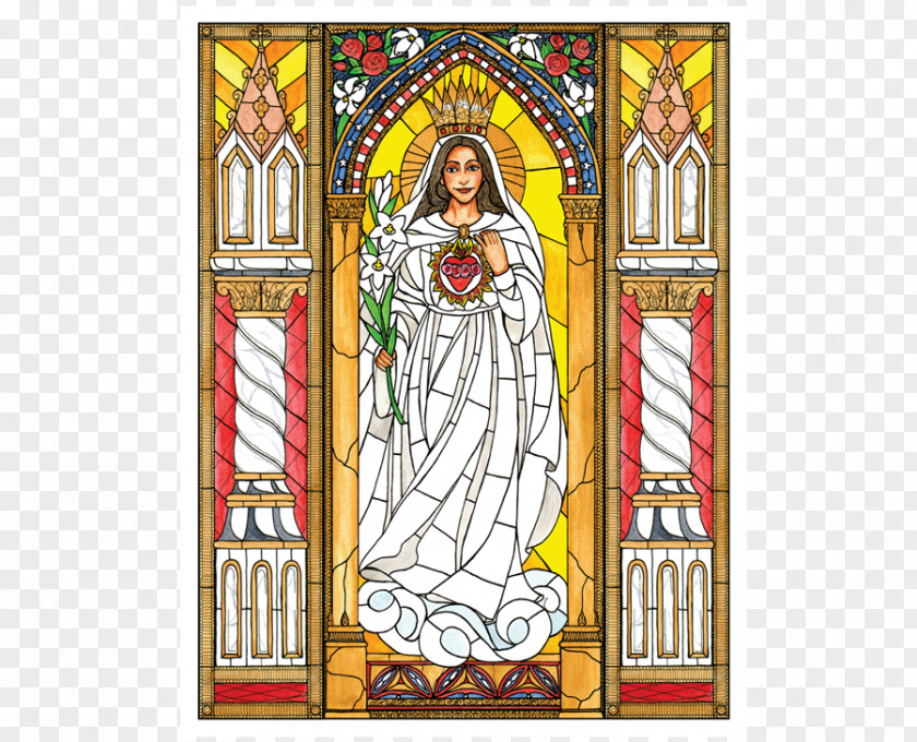 Glass Stained Mary Untier Of Knots Window PNG