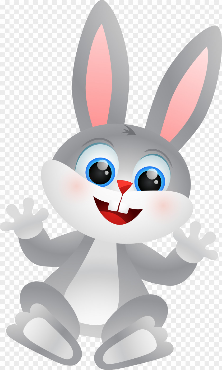 Hand Painted Gray Rabbit Easter Bunny Customs Clip Art PNG