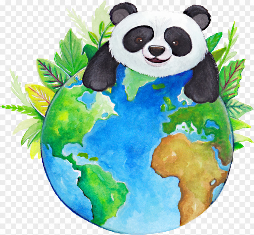 Watercolor Panda Earth Giant T-shirt PNG